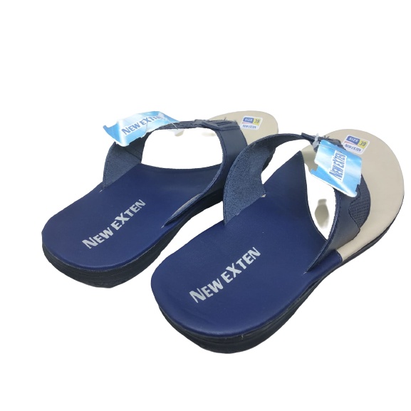 Sandal Japit Distro Pria Dewasa Warna Navy Kombinasi Crem Sendal Santai Lebaran Laki Laki