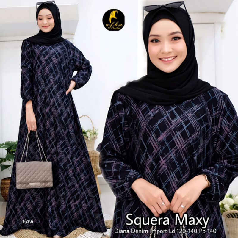TERBARU GAMIS JUMBO MOTIF DIANA DENIM IMPORT LD.120-140 PB.140 SQUERA by AFKA