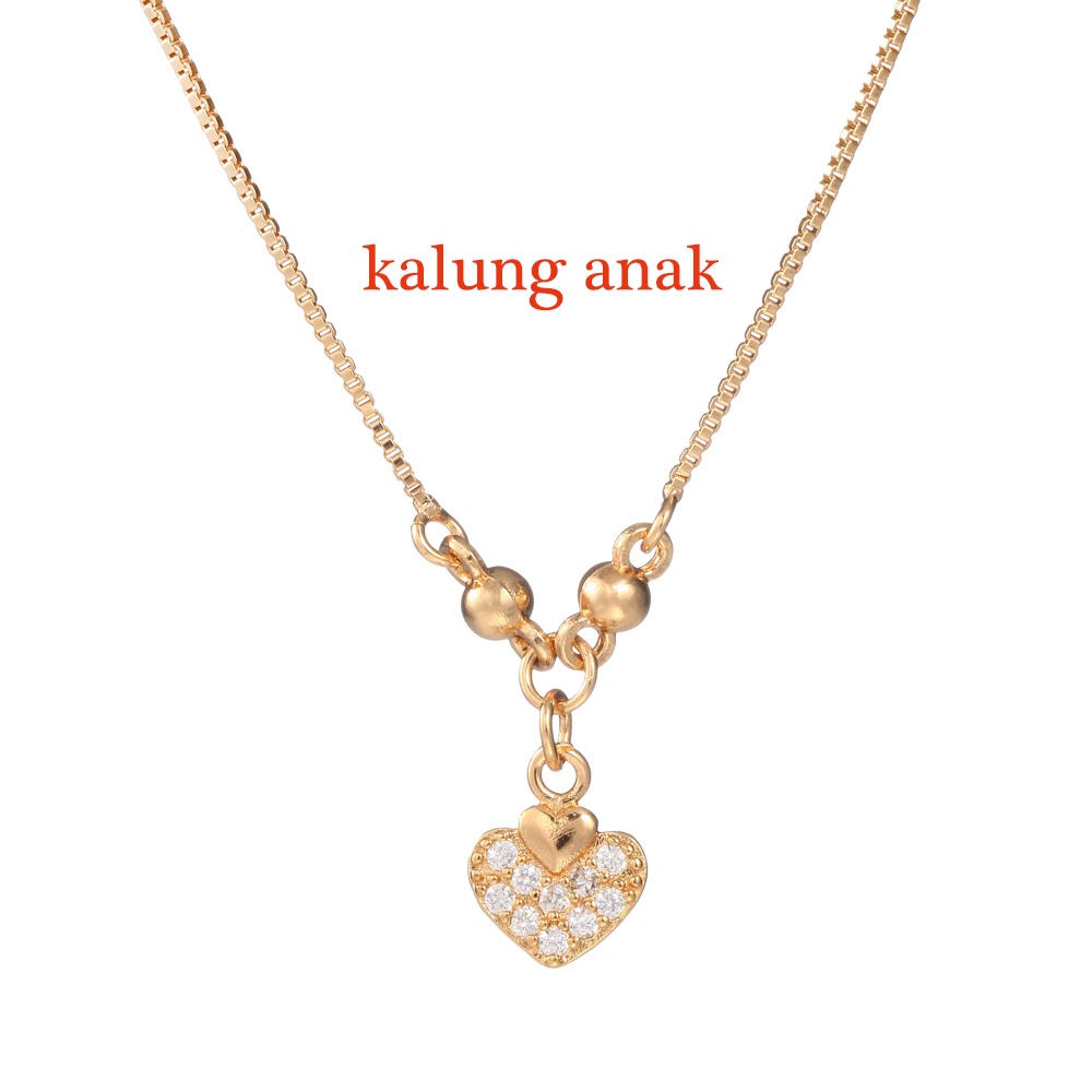 ✅COD Kalung  Anak Titanium Anti Karat Air  Hati Berlian Liontin Rantai Kalung Wanita Fashion Aksesoris D658