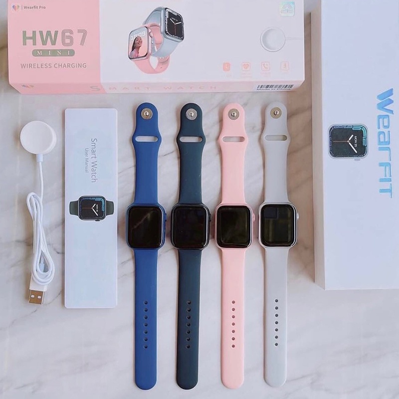 GARANSI❤️IWO ORI HW9UltraMini WANITA SMARTWATCH KECIL WIRELESS CHARGER IOS&amp;ANDROID BISA TELEPON/NOTIF WA/TAHAN AIR/TAIL BISA GANTI/CUSTOMER FOTO WALLPAPER