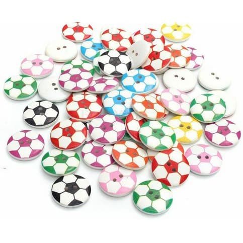 Kancing Kayu Dua Lubang - Football Style (10 pcs)