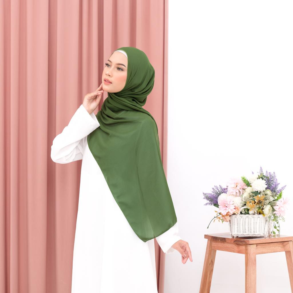 PASHMINA Ceruty Babydoll ASLI Premium Size 180cm x 75cm WARNA ARMY