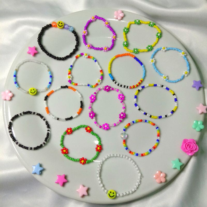 [PART 1] GELANG MANIK BUNGA DAISY KPOP BRACELET BEADS KOREAN KOREA