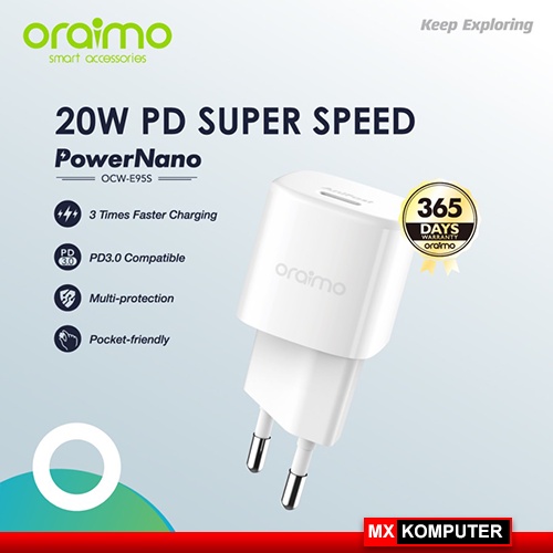 Oraimo PowerNano Charger 20W PD Super Speed Fast Charging OCW-E95S