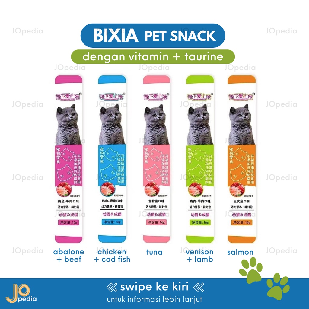 BIXIA Snack Kucing Cemilan Makanan Basah Strip Cat Creamy Treats