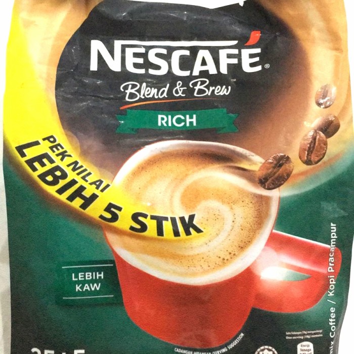 

25 sachet Nescafe 3in1 Rich / lebih kaw 3 in 1 blend & Brew pracampur