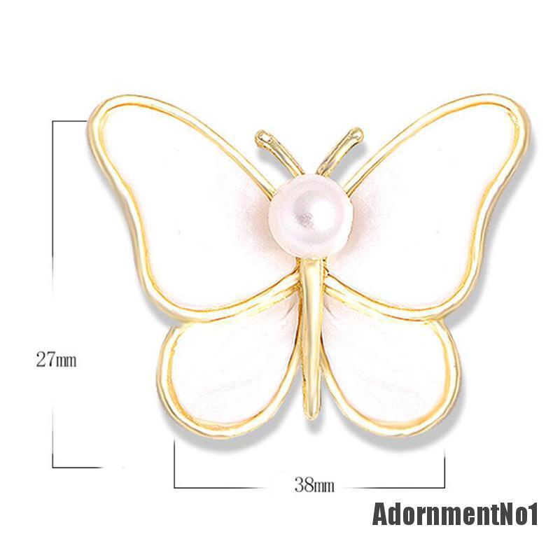 (Adornmentno1) Bros Kupu-Kupu Aksen Mutiara Imitasi Untuk Wanita Butterfly