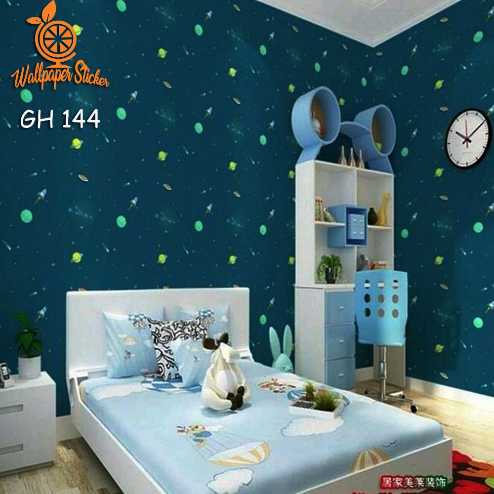 Wallpaper Stiker Wallpaper Dinding wallpaper 3D wallpaper Motif salur dan planet Ukuran 5 Meter