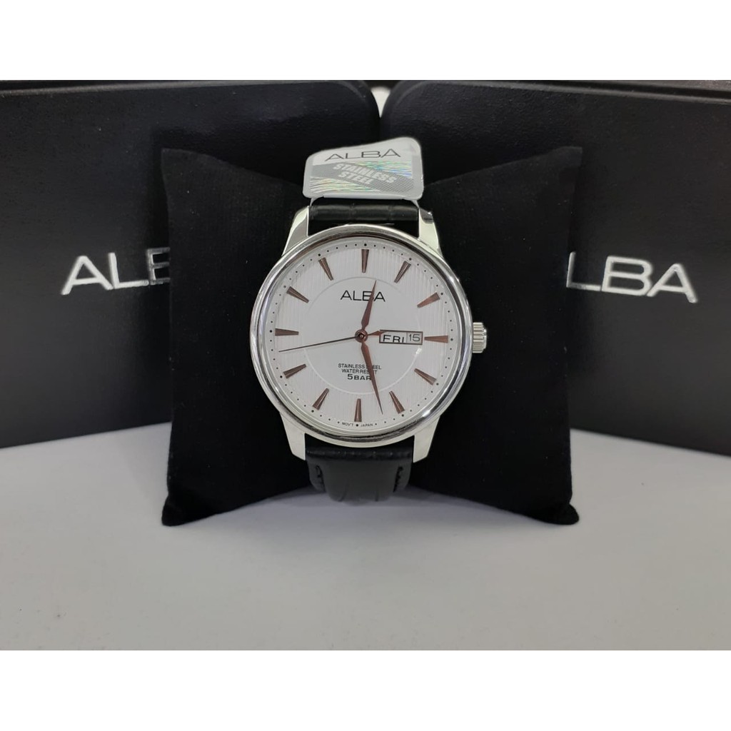 JAM TANGAN PRIA ALBA VJ43-X025 BLACK SILVER ORIGINAL