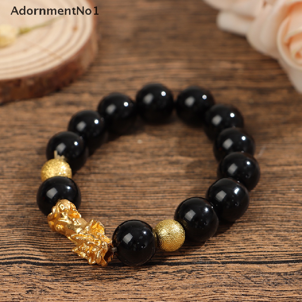 (AdornmentNo1) Gelang Manik Batu Obsidian Feng Shui Untuk Pria / Wanita