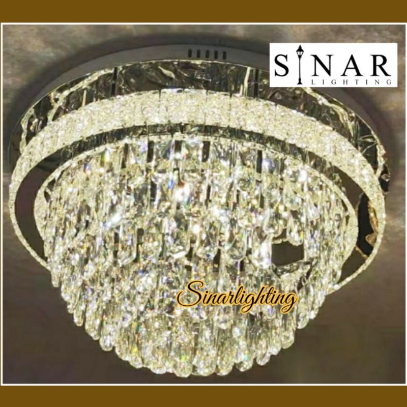 Lampu hias plafon kristal remote 9338/60