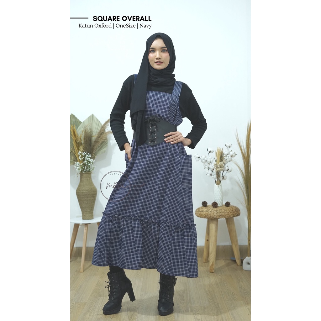 Square Overall / Overall Wanita Motif Kotak-kotak Bahan Katun Oxford Termurah 2021