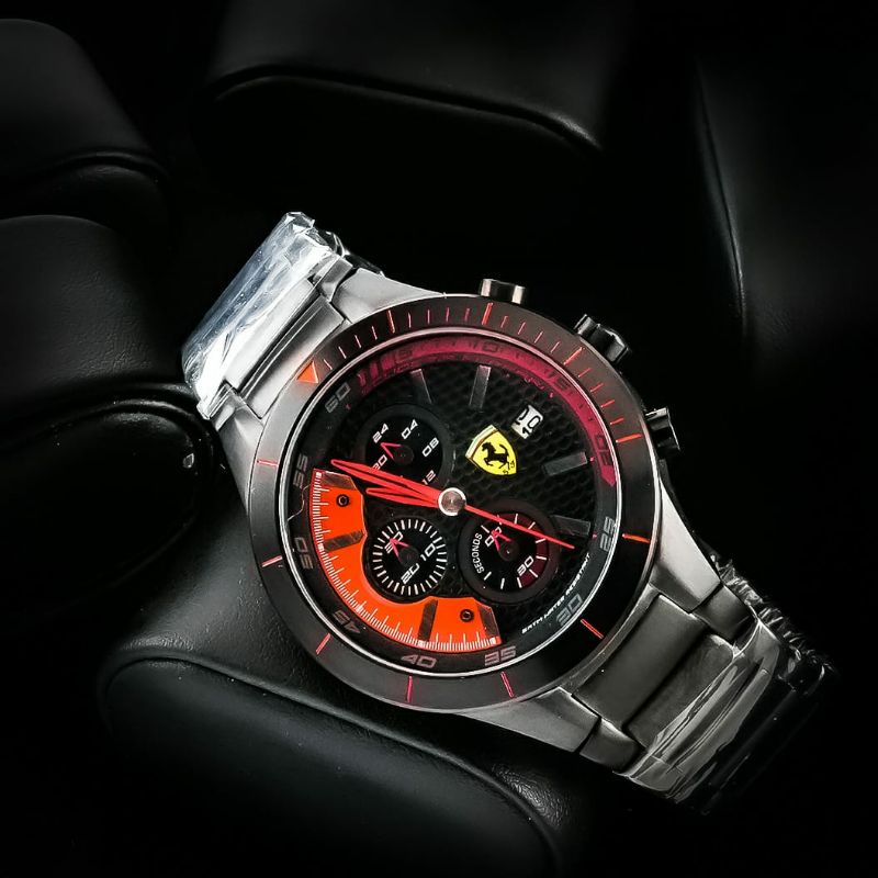 Jam Tangan Pria Merk Ferrari Stainless Baterai