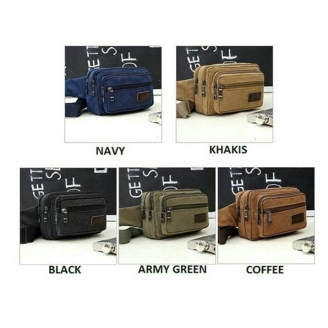 Tas Pinggang Pria Kanvas - Waistbag Distro Pria - Tas Dada Pria Import Termurah