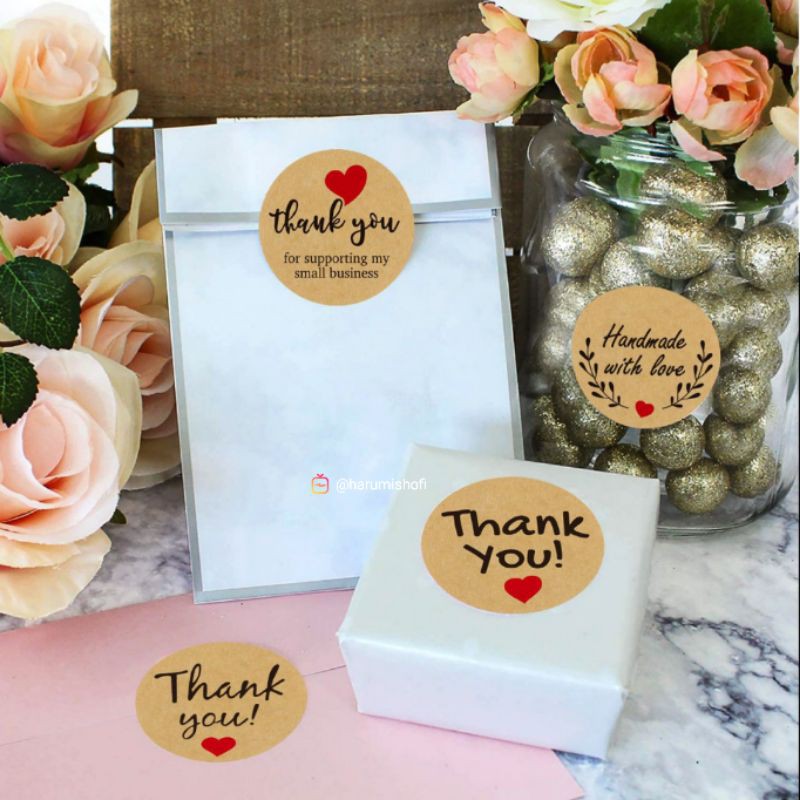 TERMURAH 100 pcs Stiker Label Thank you / Sticker Label Thankyou / Stiker Jualan online-1