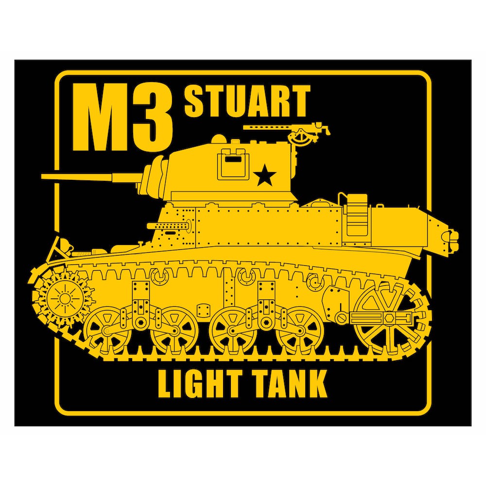 M3 Stuart US Army Light Tank Square Cutting Sticker