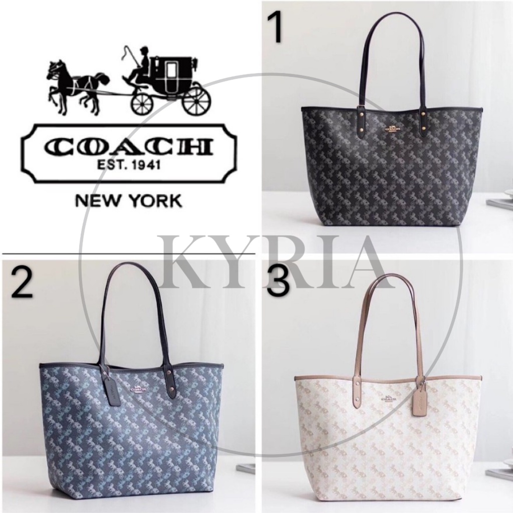 TAS WANITA WOMEN TOTEBAG CH REVERSIBLE TOTE BAG IN HORSE CARRIAGE PRINT 91107