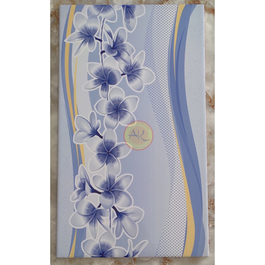 Keramik Dinding Biru Motif Bunga Glossy 25x40 Primerose Blue