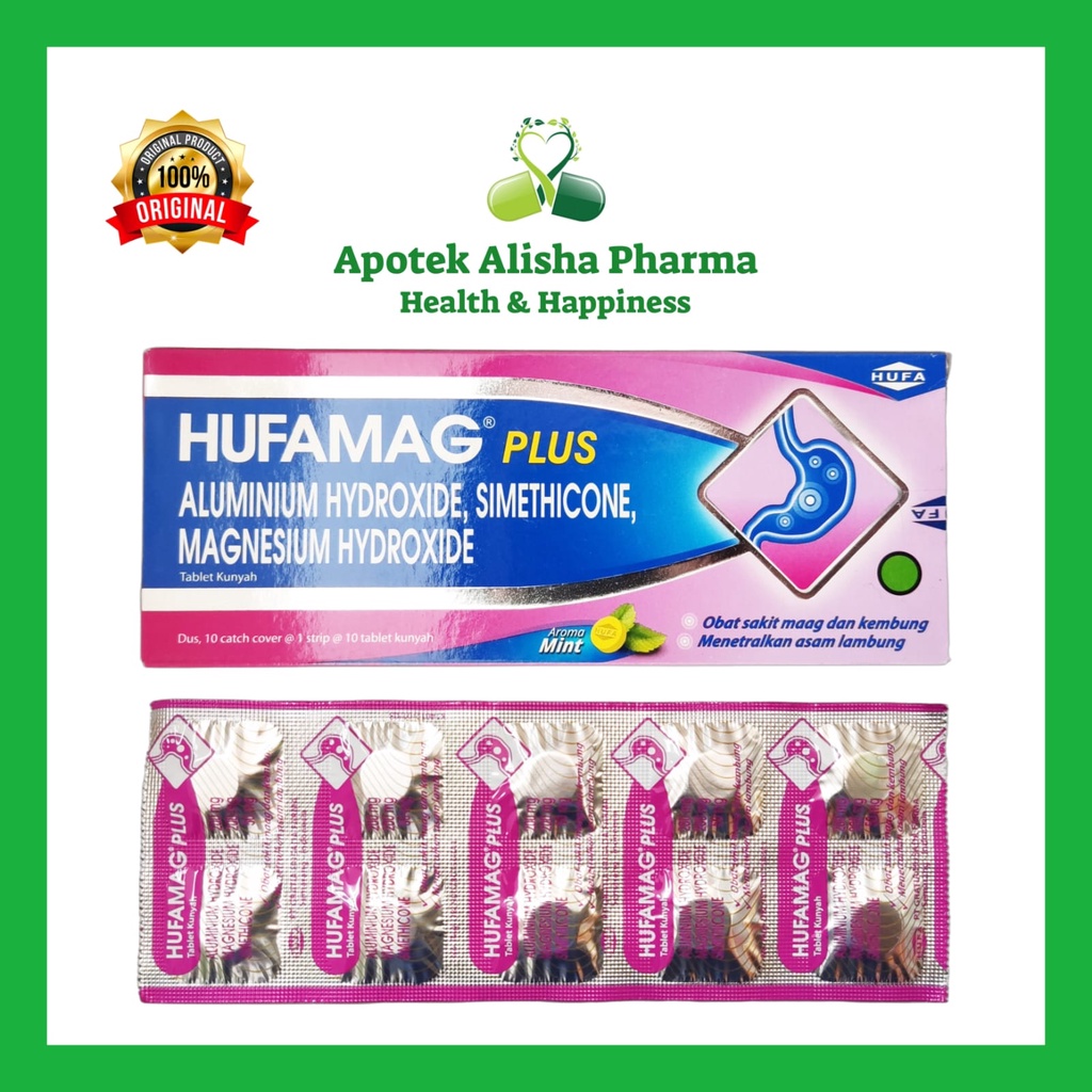 Hufamag Plus Tablet (Strip 10tablet) - Hufamag Tablet Obat Maag/Perih/Kembung/Nyeri Uluhati Hufamah Plus tablet