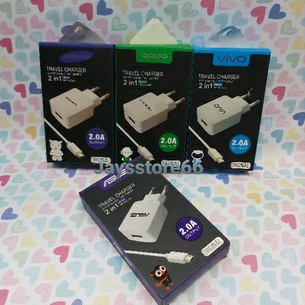 Travel Charger Brand For Oppo Samsung Asus Vivo Micro USB  With Detachable Fast Charger 2 in 1 2.0A T8 ( RANDOM)