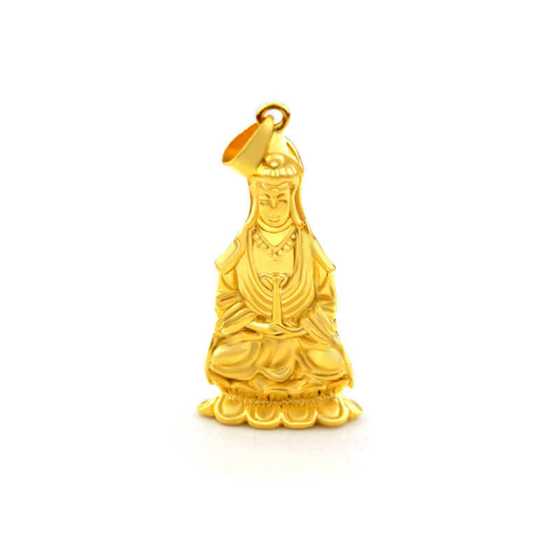 Kalung Emas Asli Kadar 375 Dengan Liontin Guanyin Untuk Pria