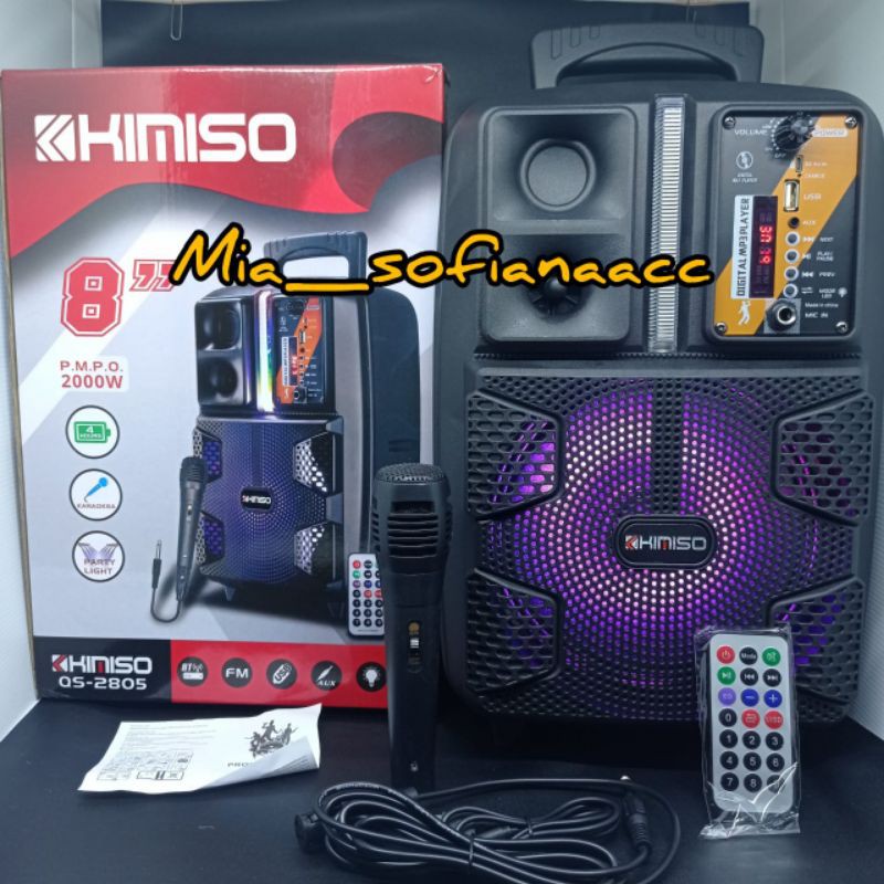 SPEAKER BLUETOOTH 8 inch KARAOKE KIMISO QS-2805 BONUS REMOTE DAN MIC