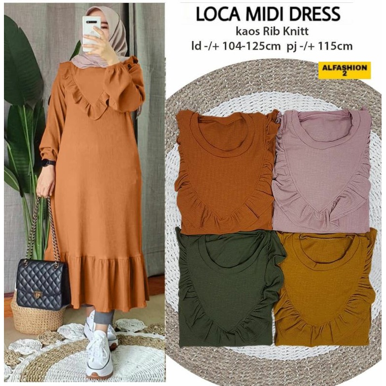 Gamis midi kaos hanover jumbo kekinian LOCA MIDI DRESS by fashion hijab solo