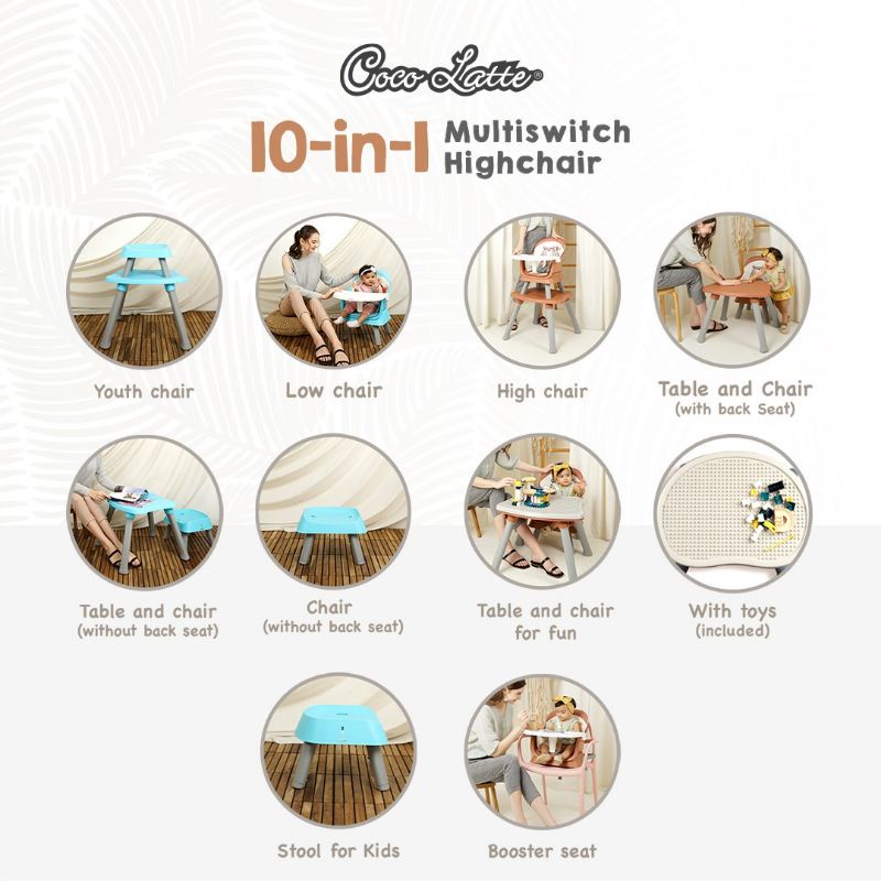 Makassar - Kursi Makan Baby Chair Cocolatte High Chair 10 in 1 High Chair CL 2320 Multiswitch Multi Switch