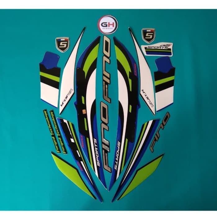 Striping stiker motor Fino Sporty 2017 Hijau Biru murah