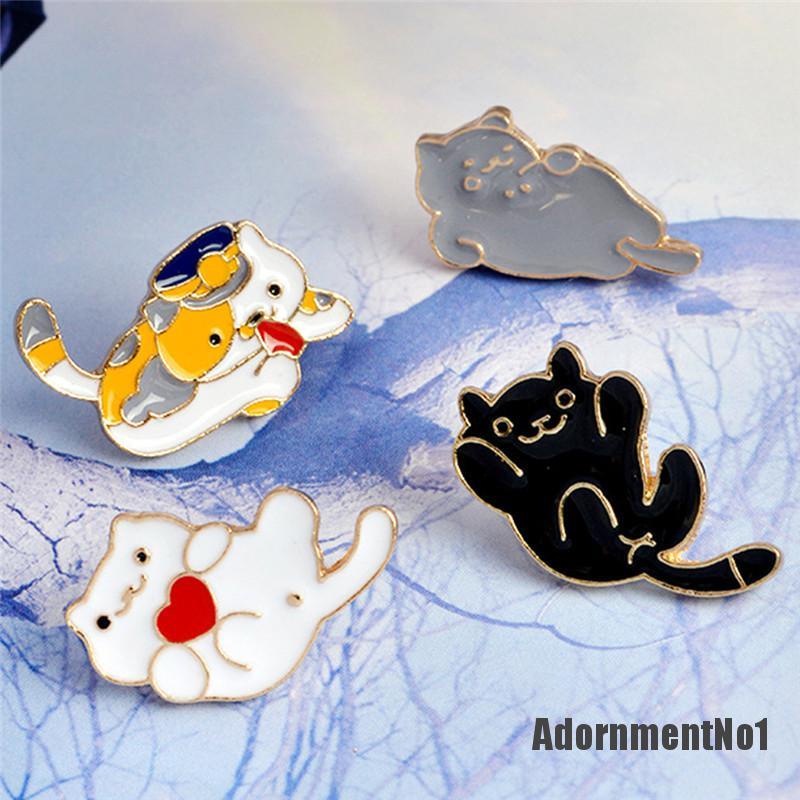 (Adornmentno1) 4pcs / set Bros Pin Enamel Desain Kartun Kucing Untuk Wanita