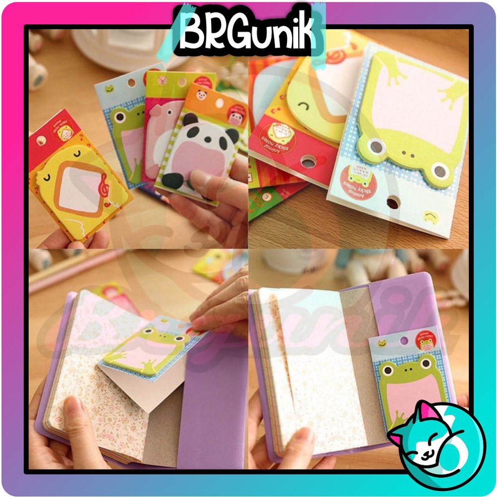 BRGUNIK Memo Sticky Notes Zoo Animal Buku Catatan Kecil Mini Book Karakter Lucu R343 R457