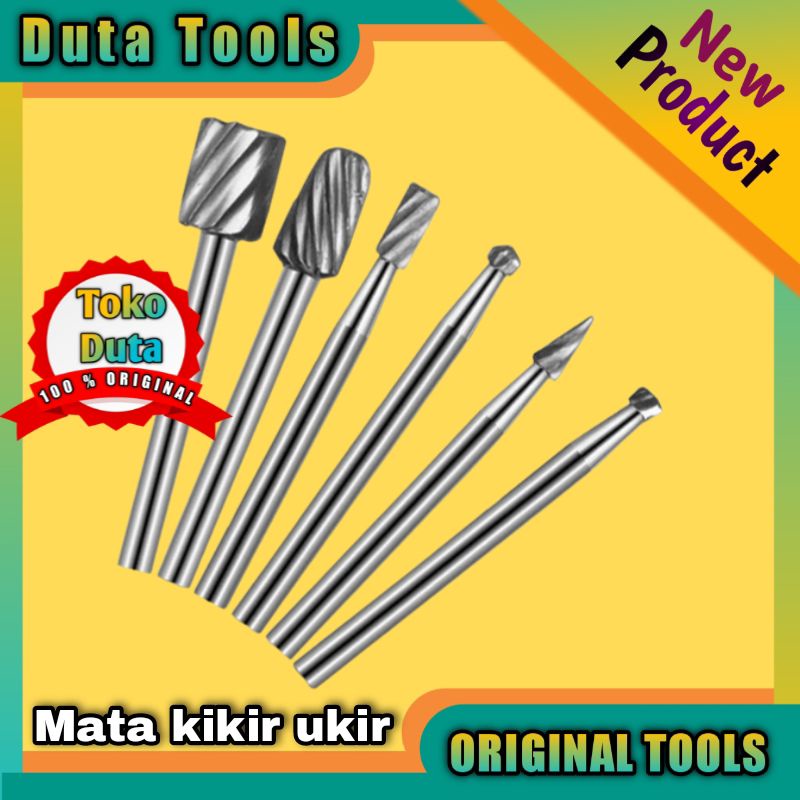 6pcs Mata bor kikir ukir kayu Shank 3mm mini grinder dremel