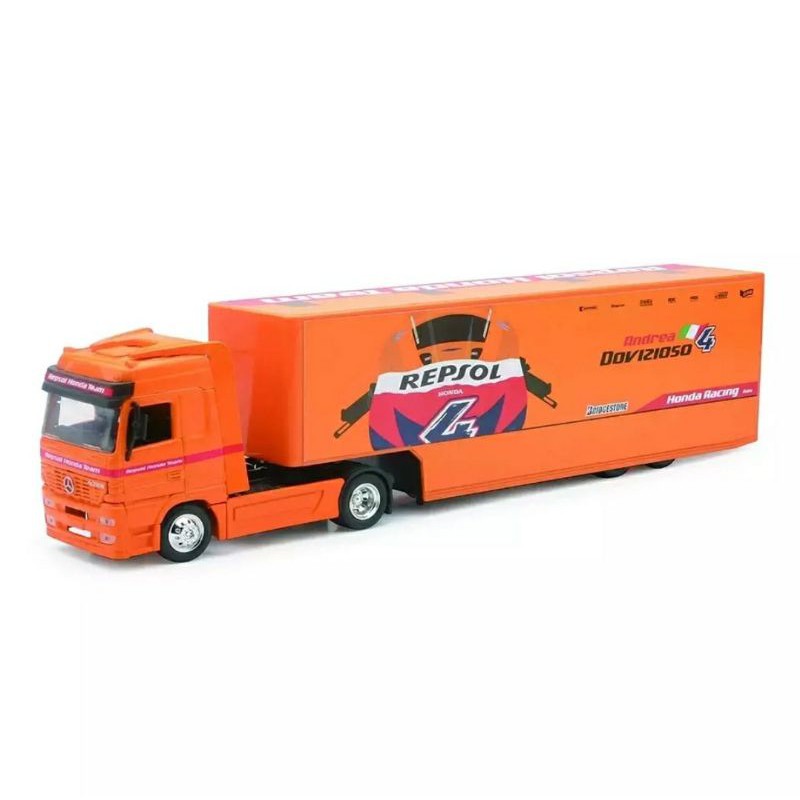 Mainan Mobil Truk Kontainer Repsol Honda Team Truck MercedesBenz Atros Newray 1:43 Diecast Miniatur Trucks Box