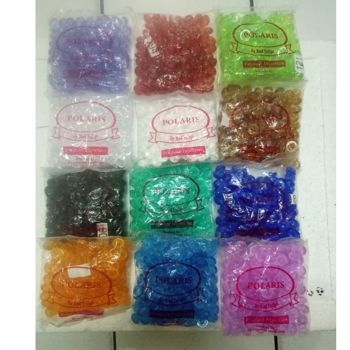 Kancing Jamur Kristal warna (12 mm) - 1 gross