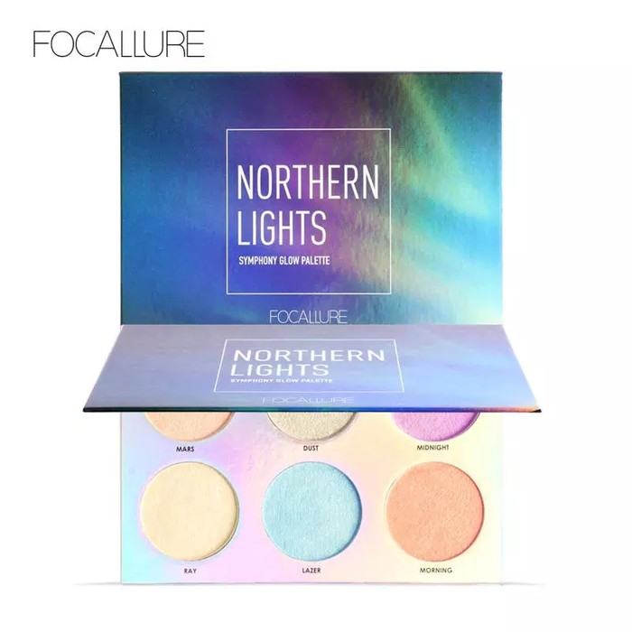 FOCALLURE Shimmer &amp; Highlighter Palette 6 Colors Northern Light ORI