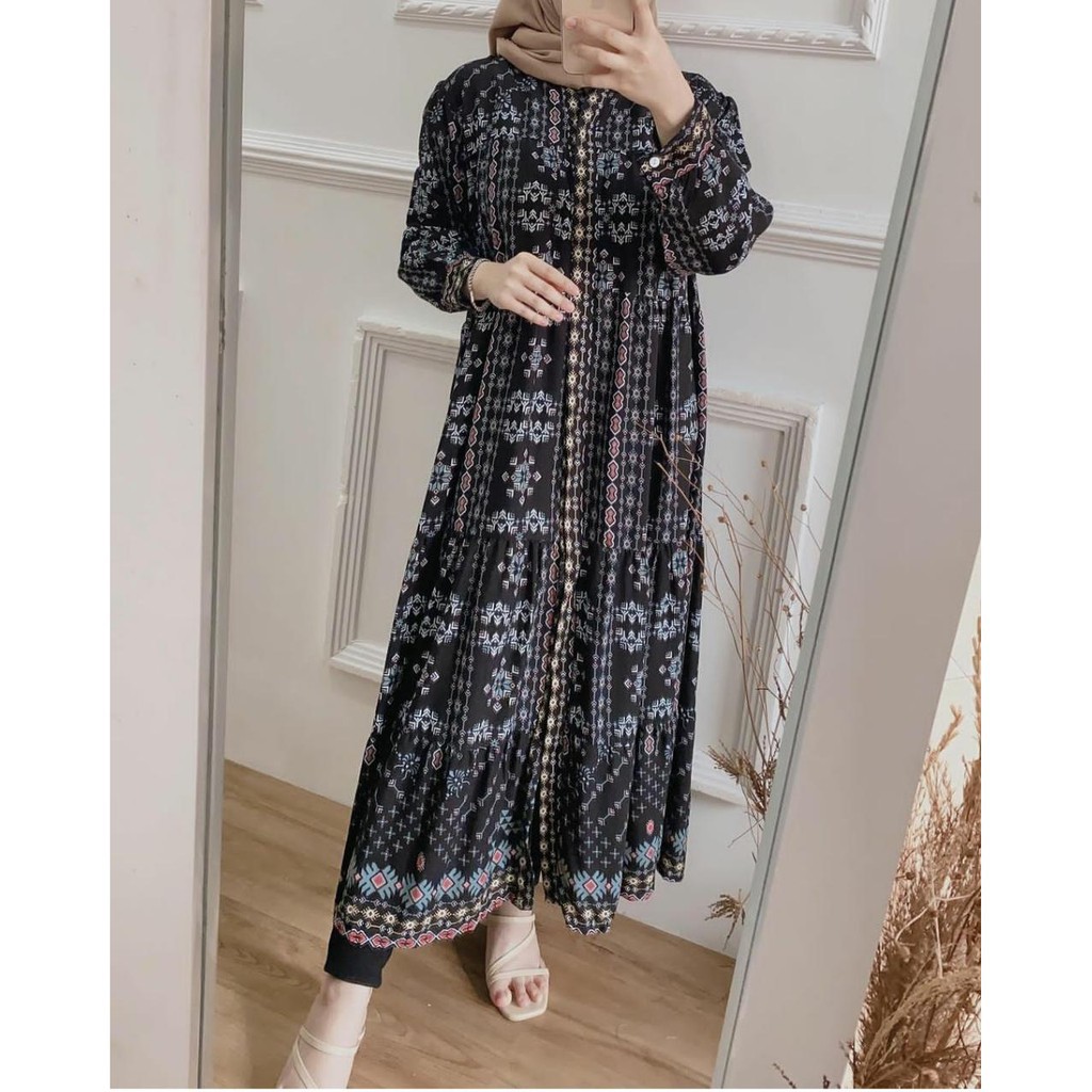 𝐊𝐈𝐑𝐀𝐍𝐈 Etnica Semy Maxy Gamis Wanita Muslim Terbaru Kekinian Rayon Premium Busui Jumbo