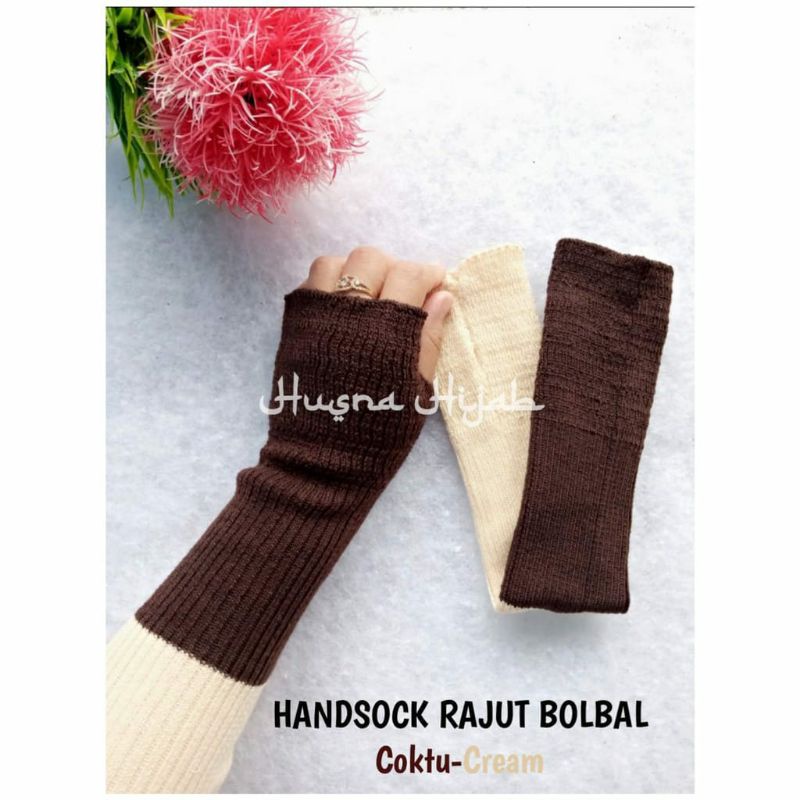 [HUSNA COLLECTION] Handsock Rajut 2 Warna / Manset Rajut Bolak Balik