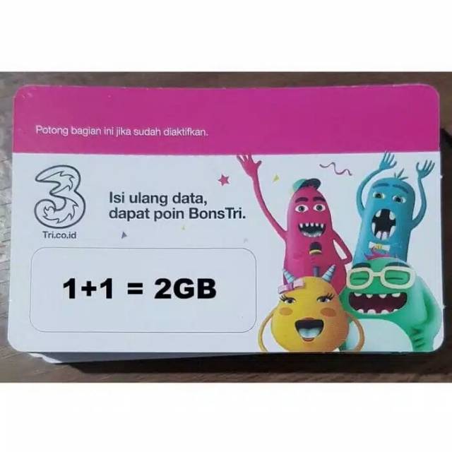 VOUCHER TRI AON 1Gb 1+1 = 2Gb TERMURAH