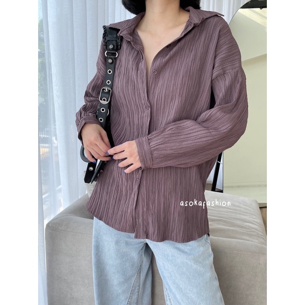 ASOKA LUNA SHIRT 441 | Kemeja Oversize Wanita Polos Bertekstur