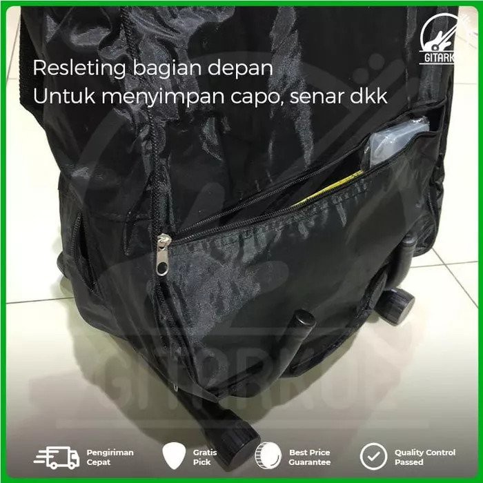 Tas Gitar Akustik Klasik Jumbo Softcase Gitar Hitam Polos Bahan Anti Air