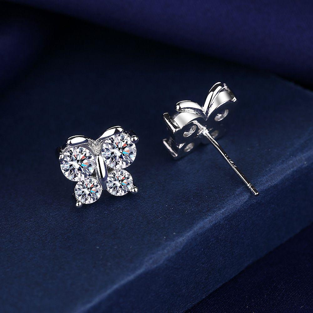 Anting Nanas Fashion Perhiasan Hadiah Kupu-Kupu Zirkon Kristal Telinga Stud