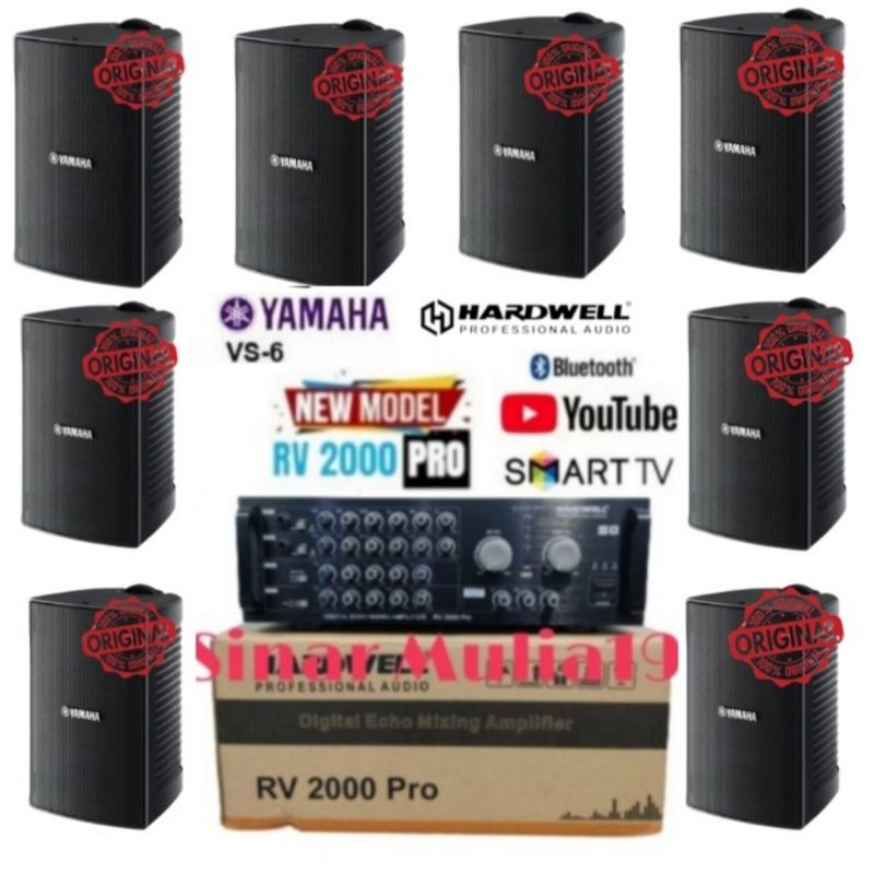 Paket Sound 8 Buah Speaker YAMAHA VS6 + Ampli HARDWELL RV 2000 PRO Untuk CAFE-SEKOLAH-KANTOR-KARAOKE