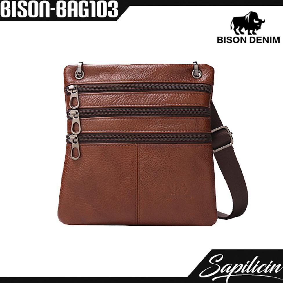Paling Murah Tas Selempang Kulit Asli Crossbody Travel Bag Original Bison Denim Bison-Bag103