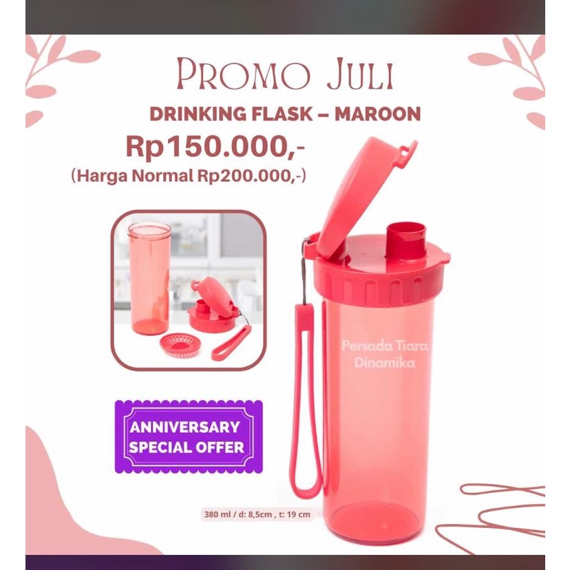 TUPPERWARE DRINKING FLASK 380ML - BOTOL MINUM SEPERTI KACA