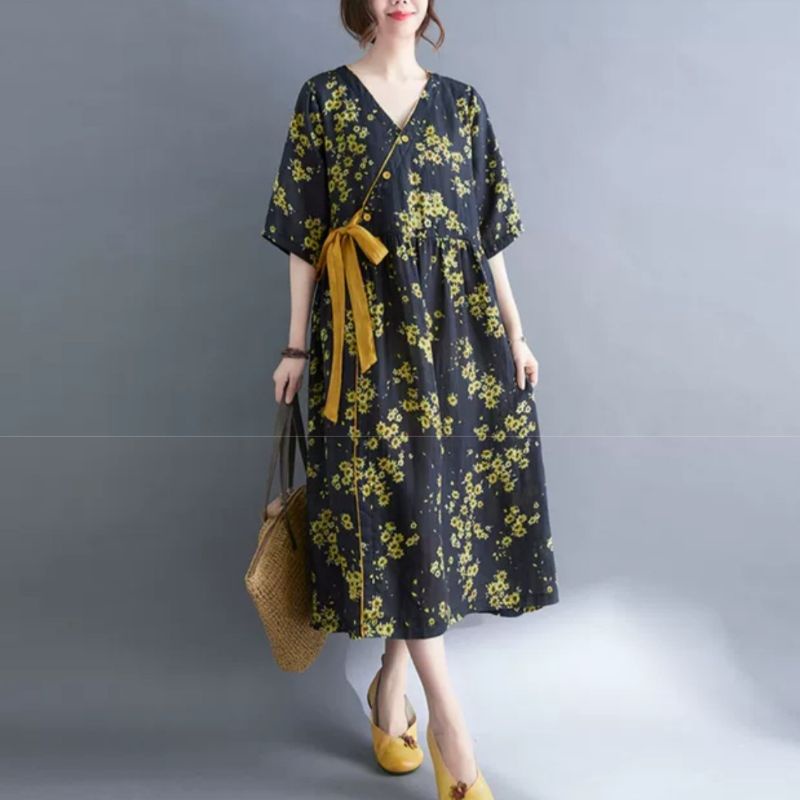 MDLV ~ 79009# Venezia Loose Dress Big Size Dress Flower Fashion Import