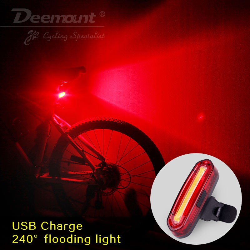 Deemount Lampu belakang Sepeda LED 120 Lumens USB Rechargeable di cas lampu belakang sepedah led / lampu sepedah  Red/White