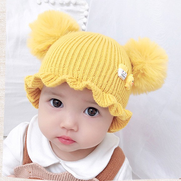 TP24-100% ASLI IMPORT Topi Rajut Kupluk Anak Bayi Perempuan Duck Fries