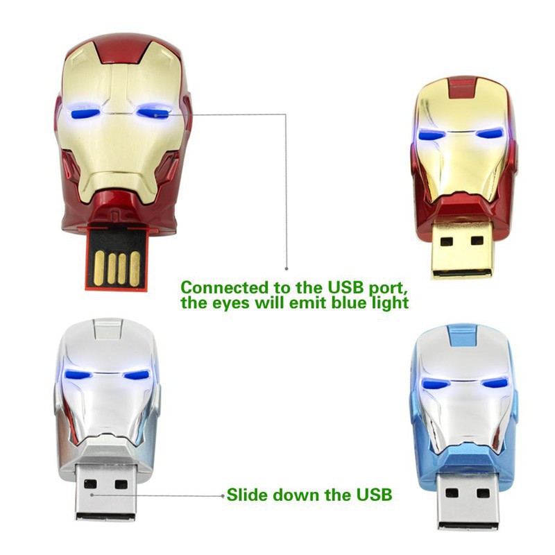 Flash Disk USB 1TB Bentuk Iron Man Warna Hijau