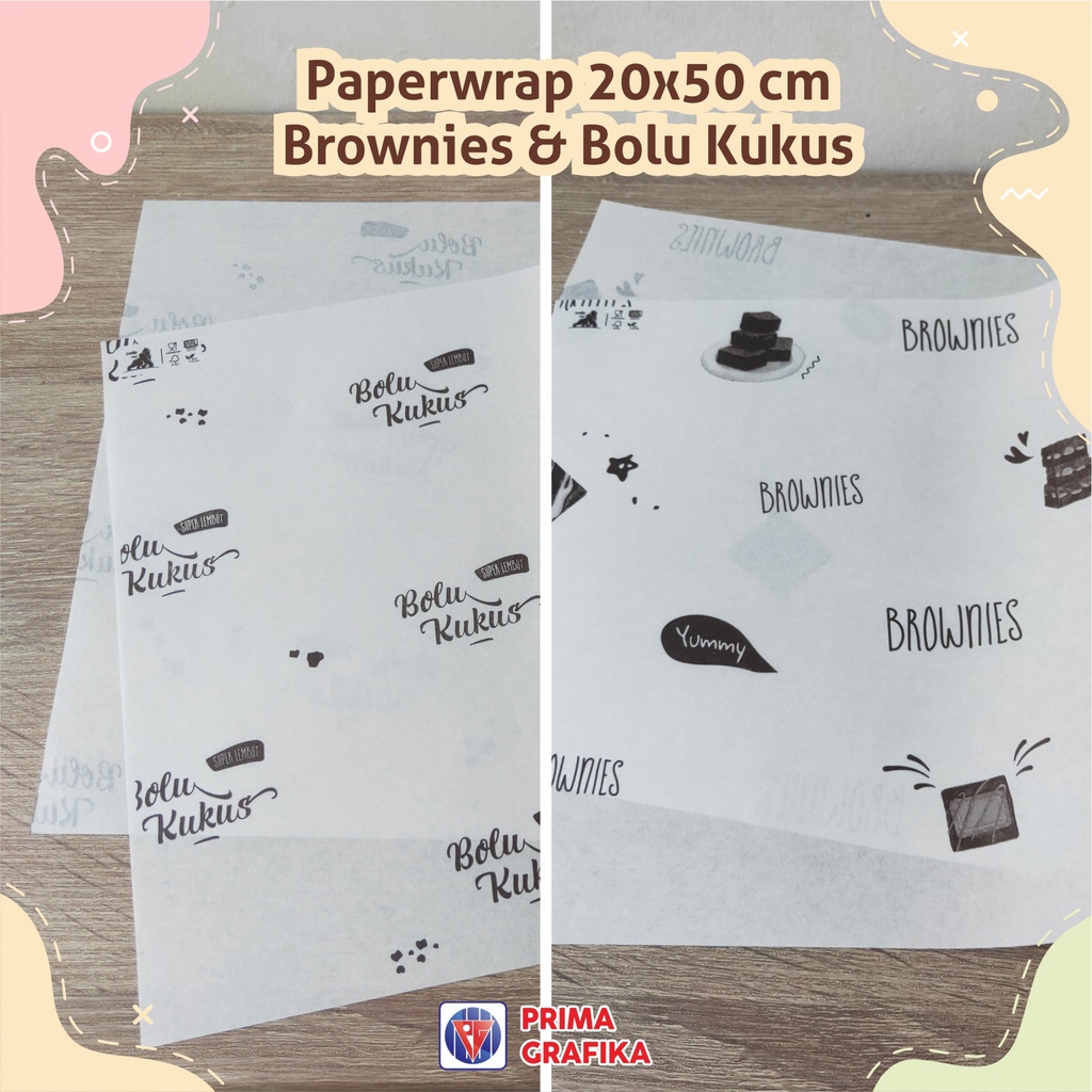 

Paperwrap Motif Brownies Bolu Kukus Foodgrade - Kertas Roti/Kertas Bungkus Gorilla Pack Prima Grafika