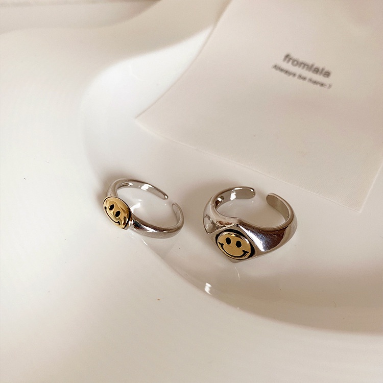 Contrasting Smiley Face Open Ring Accessories Korea Simple Temperament Personality Retro